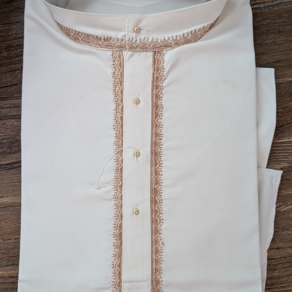 Cream Kurta with Tan Embroidery